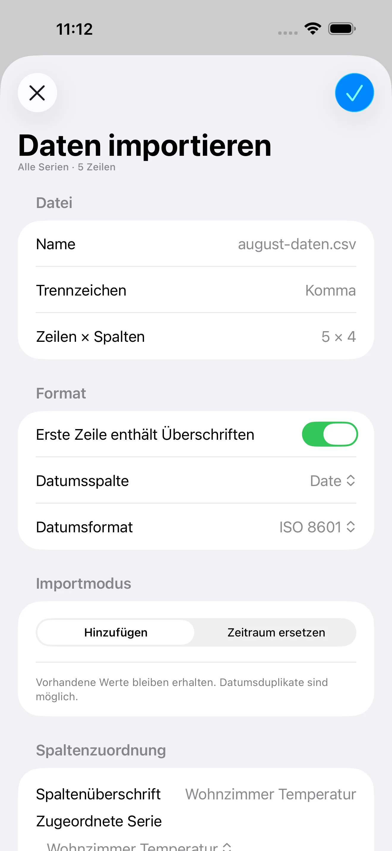 Import mehrerer Serien aus einer CSV-Datei in DataJot 1.5