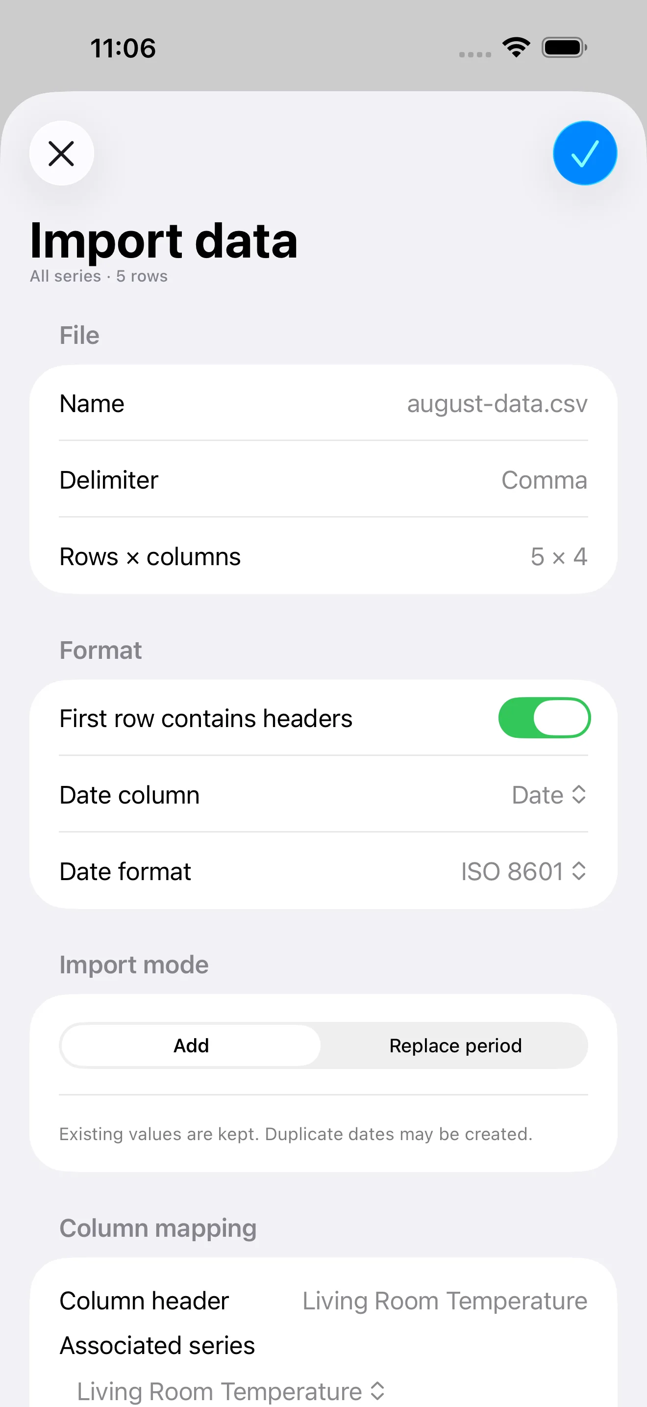Importing multiple series from one CSV file in DataJot 1.5