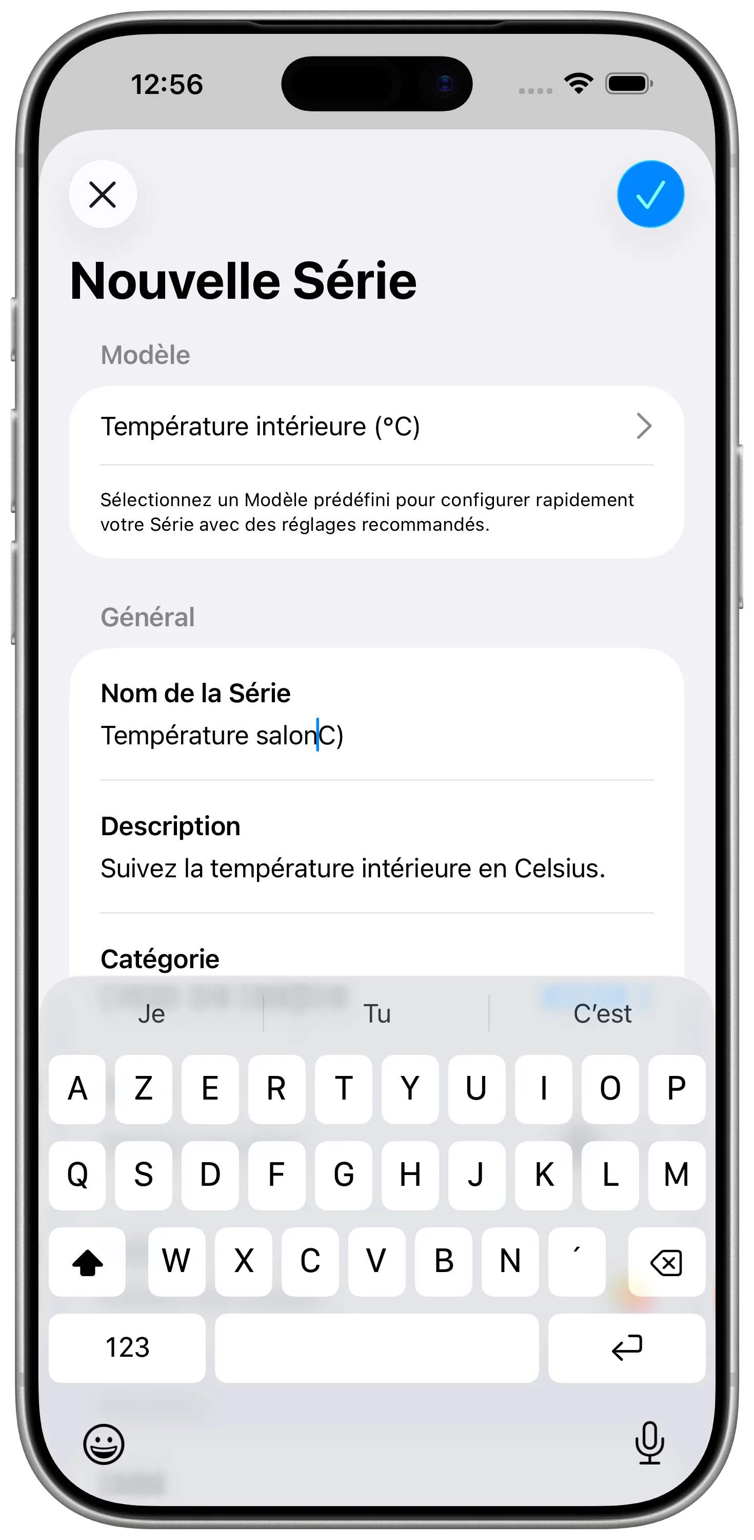 Création d'une série d'historique de température dans DataJot