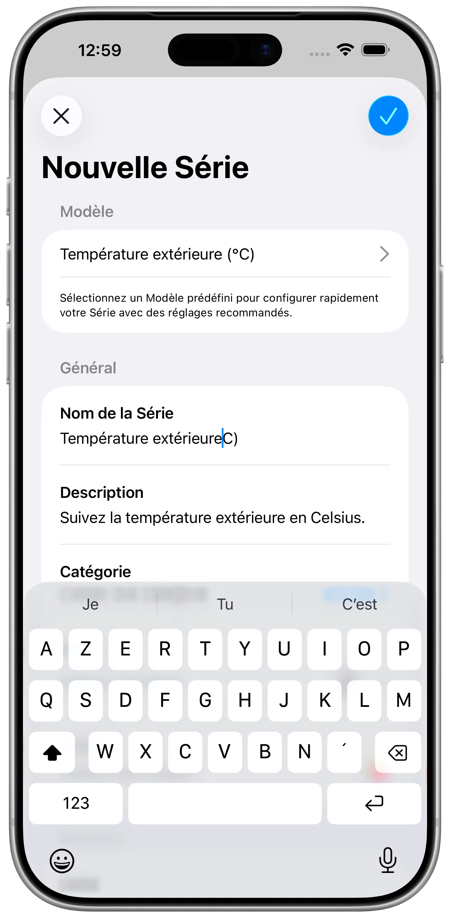 Création d'une série météo dans DataJot